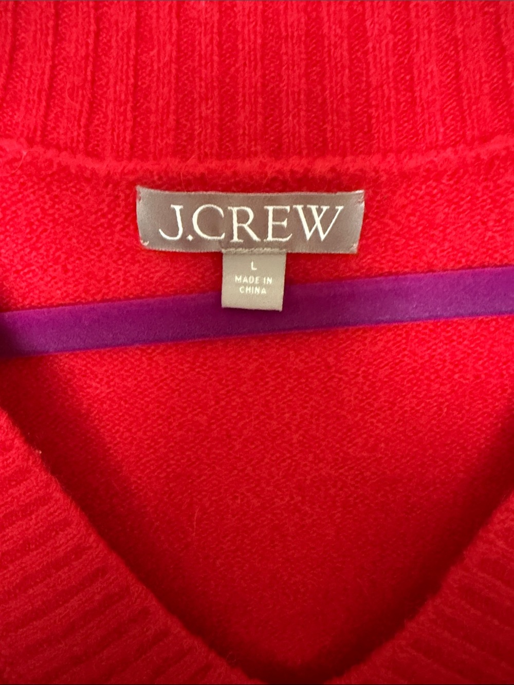 J. Crew Bright Red V-Neck Ribbed Sweater merino wool and alpaca blend - Picture 4 of 6